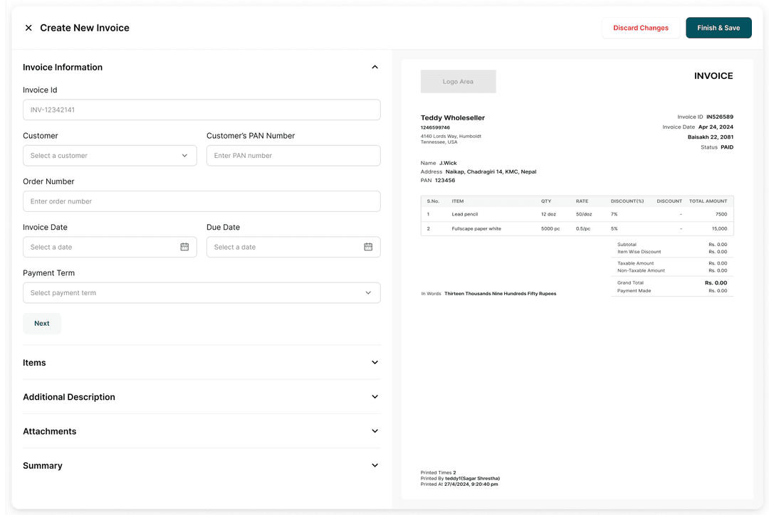 Accounting SaaS Interface
